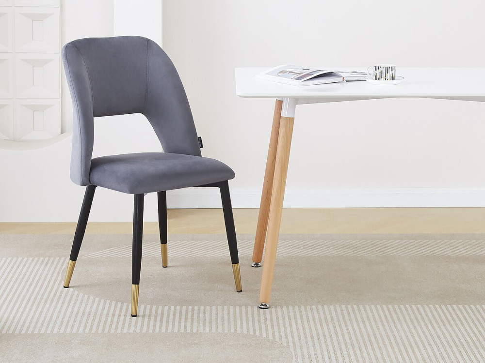 Set of 2 "Coralie" velvet chairs - Grey