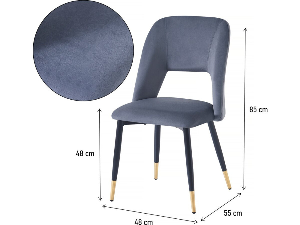 Set of 2 "Coralie" velvet chairs - Grey