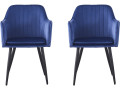 Set of 2 "Velma" velvet chairs with armrests - Grey - blue