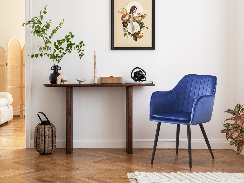 Set of 2 "Velma" velvet chairs with armrests - Blue