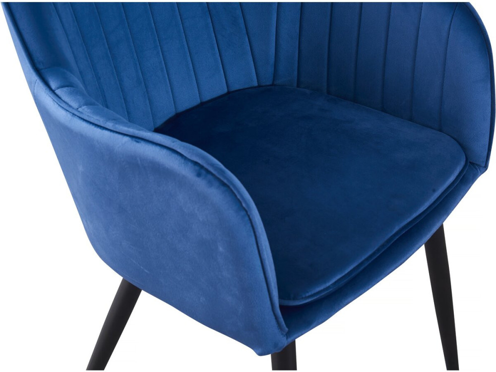Set of 2 "Velma" velvet chairs with armrests - Blue