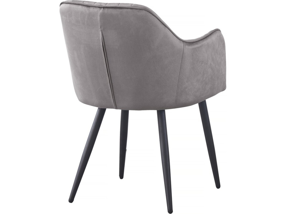 Set of 2 "Velma" velvet chairs with armrests - Grey