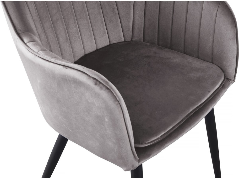 Set of 2 "Velma" velvet chairs with armrests - Grey