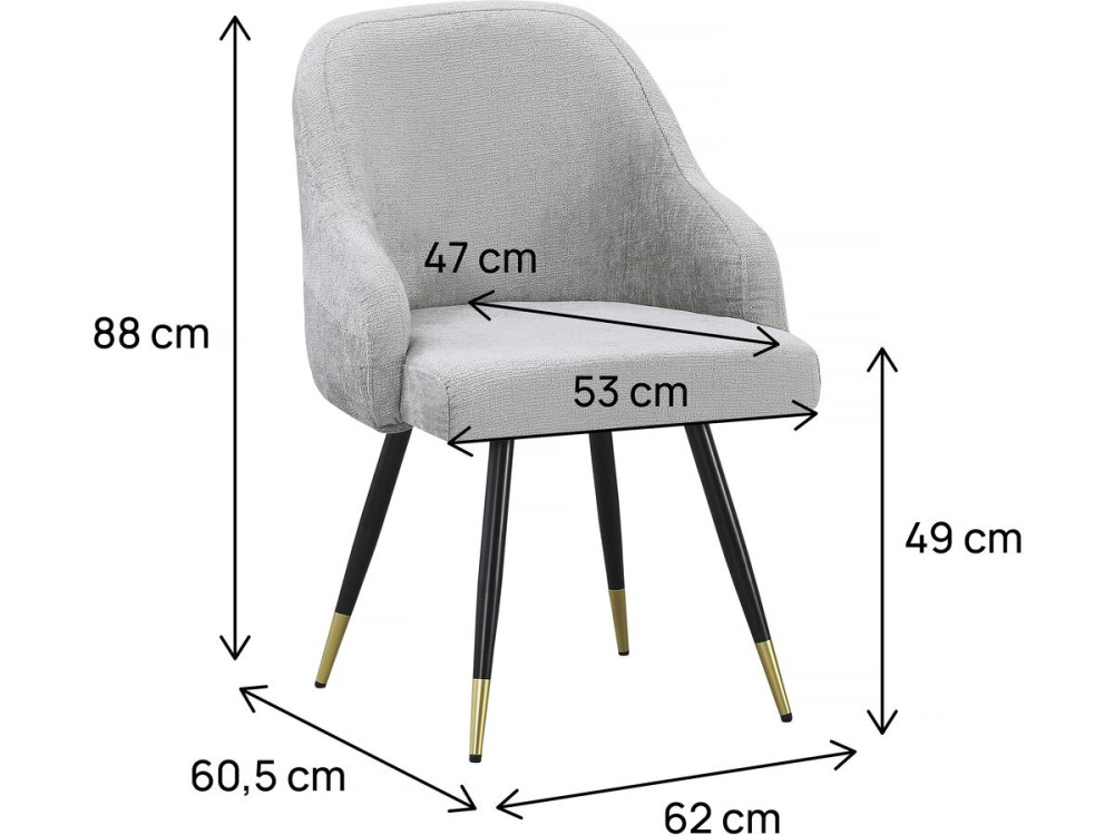 Set of 2 "Harmony" fabric chairs - 54 x 57 x 90 cm - Beige