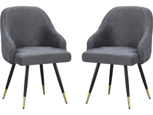 Set of 2 "Harmony" fabric chairs - 54 x 57 x 90 cm - Grey