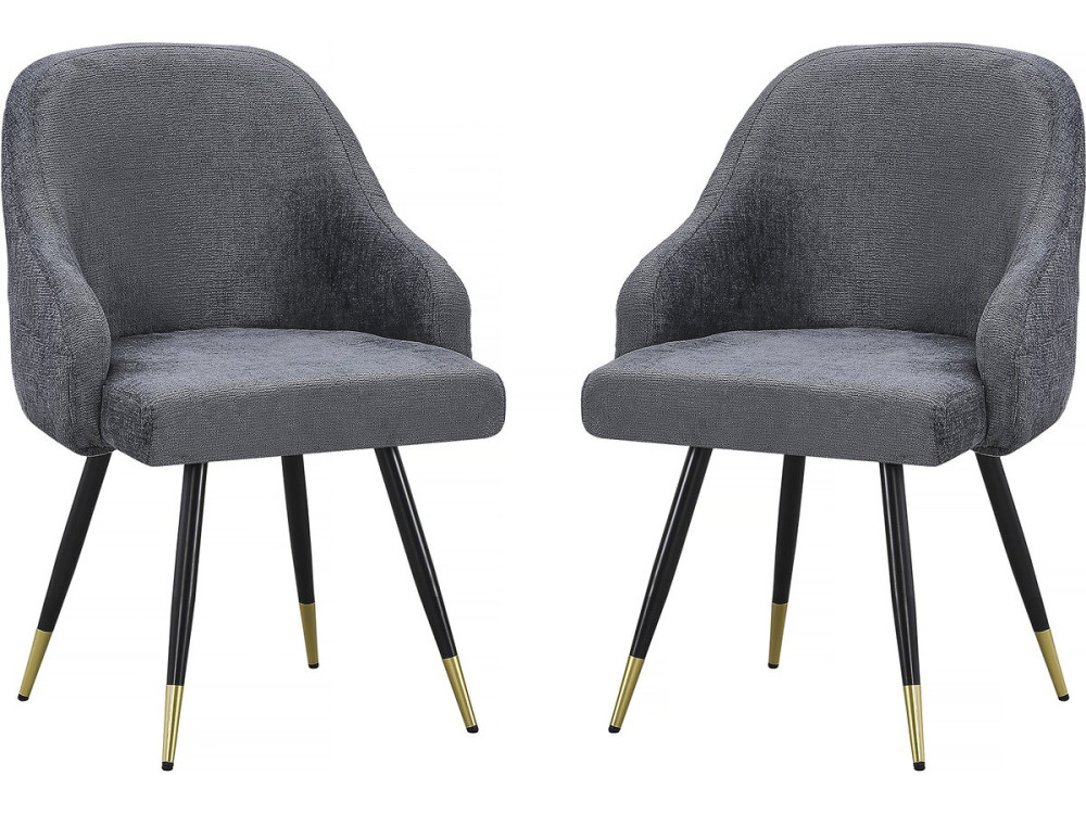 Set of 2 "Harmony" fabric chairs - 54 x 57 x 90 cm - Grey