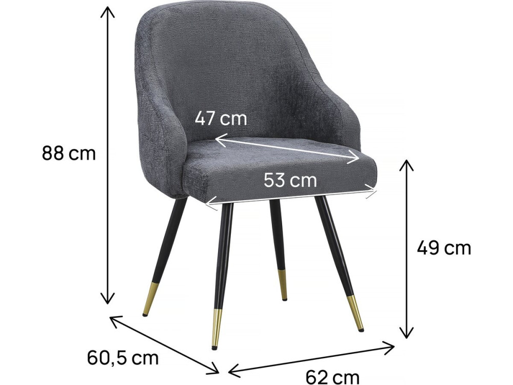 Set of 2 "Harmony" fabric chairs - 54 x 57 x 90 cm - Grey