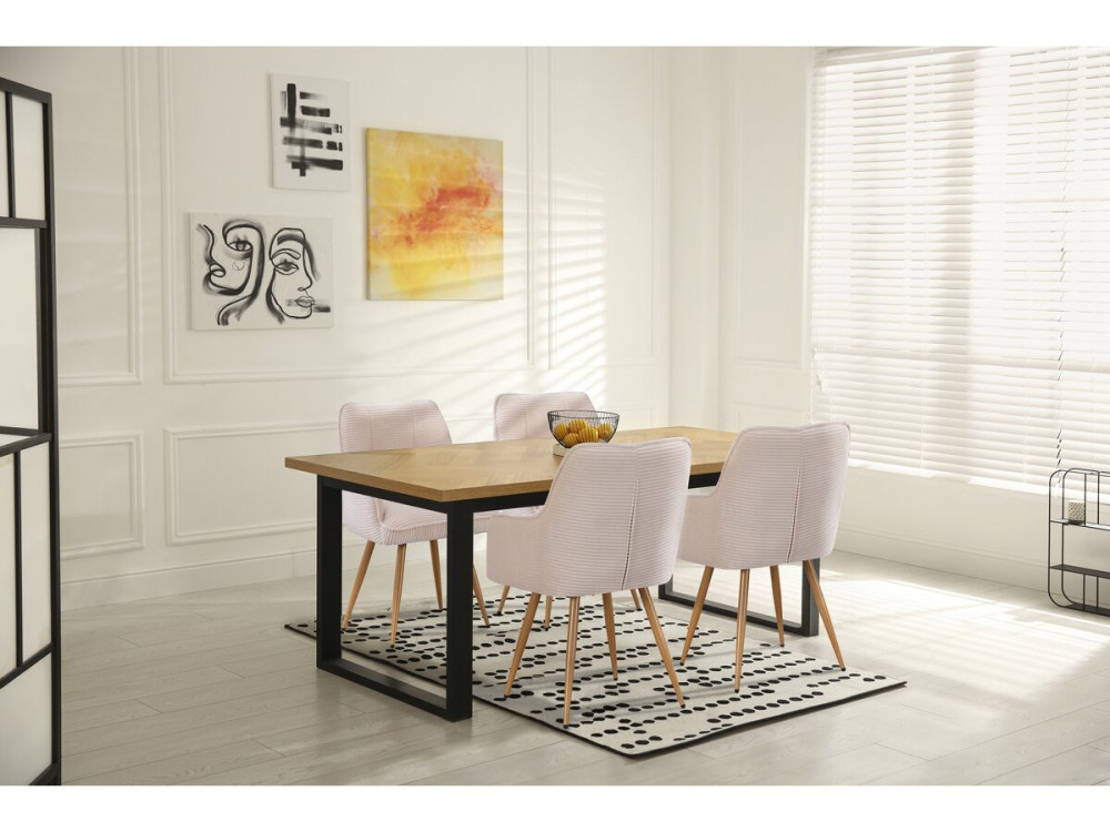 Set of 2 "Mayra" Corduroy Chairs - 60 x 56 x 88 cm - Beige