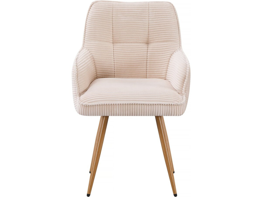 Set of 2 "Mayra" Corduroy Chairs - 60 x 56 x 88 cm - Beige