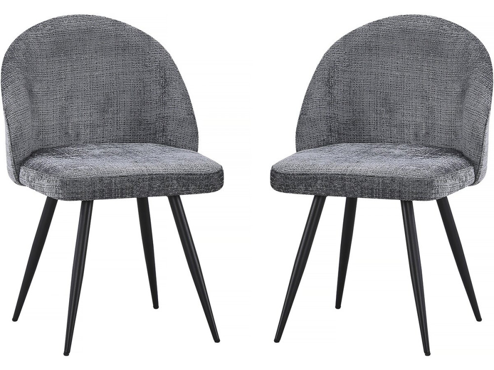 Set of 2 "Samuel" fabric chairs - 53 x 51 x 82 cm - Grey