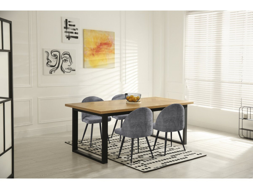 Set of 2 "Samuel" fabric chairs - 53 x 51 x 82 cm - Grey