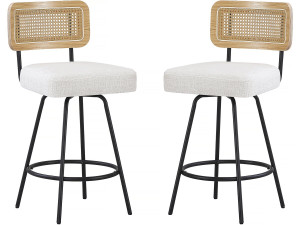 Set of 2 "Wilfried" fabric high chairs - 51 x 44 x 95 cm - Beige