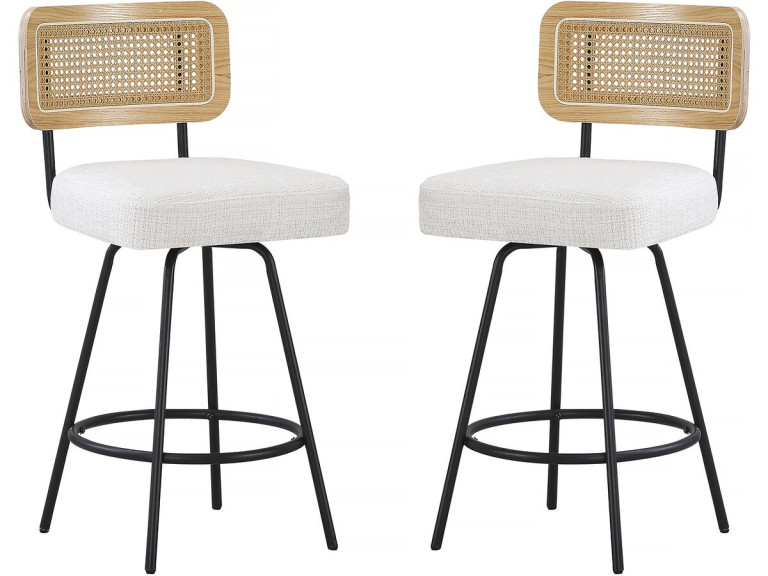 Set of 2 "Wilfried" fabric high chairs - 51 x 44 x 95 cm - Beige