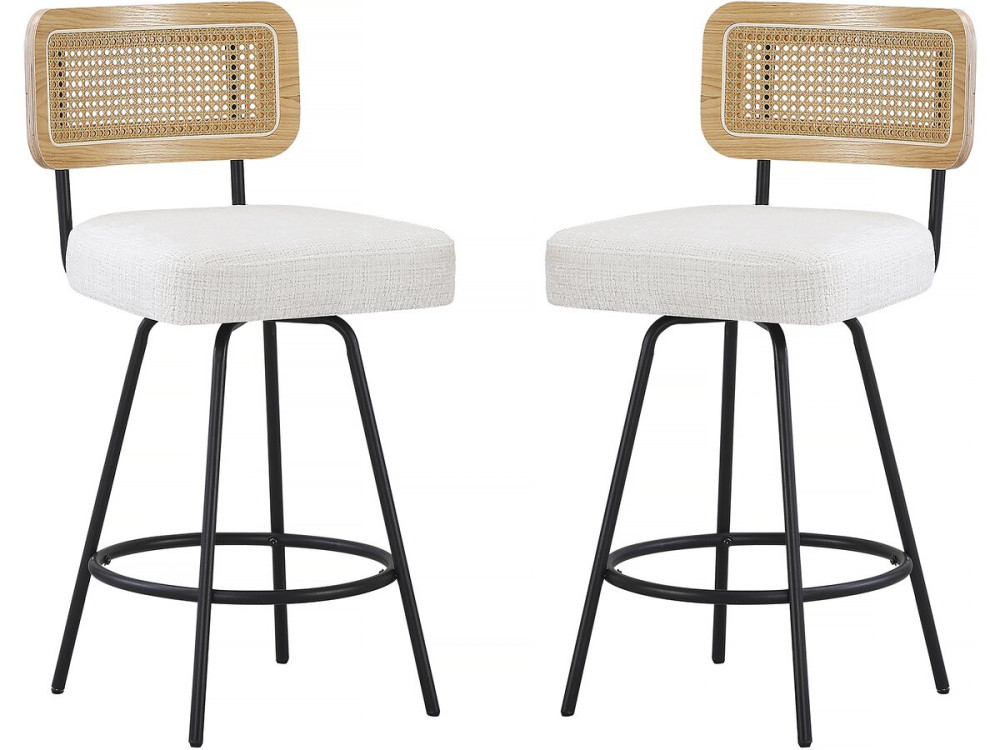 Set of 2 "Wilfried" fabric high chairs - 51 x 44 x 95 cm - Beige