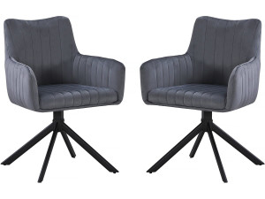 Set of 2 "Pharell" fabric chairs - 60 x 61 x 91 cm - Grey