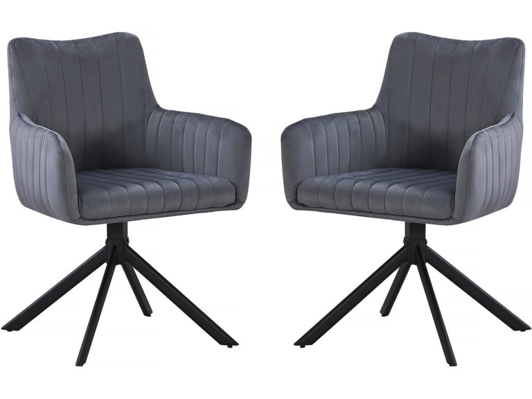 Set of 2 "Pharell" fabric chairs - 60 x 61 x 91 cm - Grey