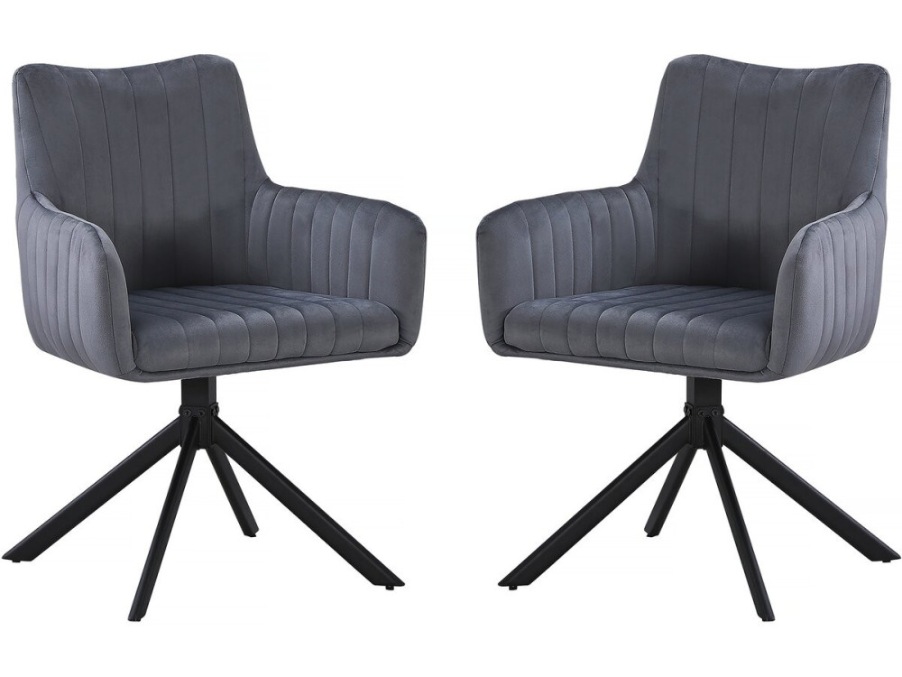 Set of 2 "Pharell" fabric chairs - 60 x 61 x 91 cm - Grey