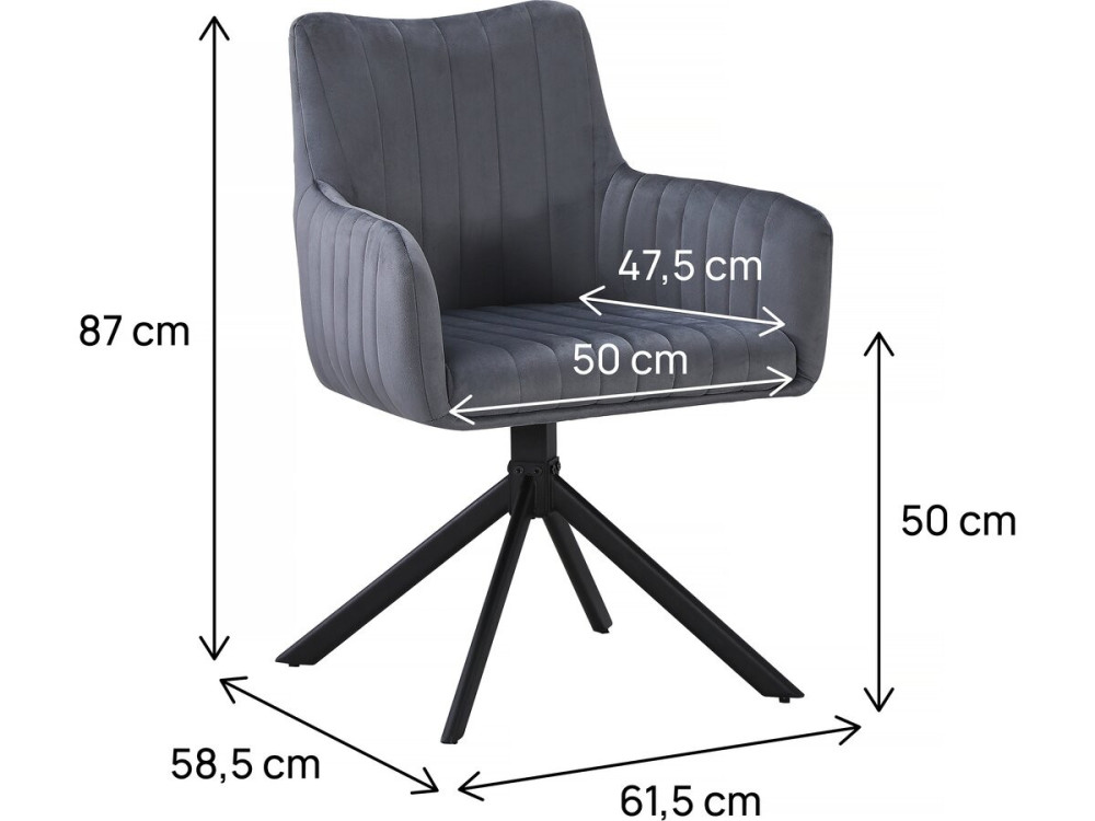 Set of 2 "Pharell" fabric chairs - 60 x 61 x 91 cm - Grey