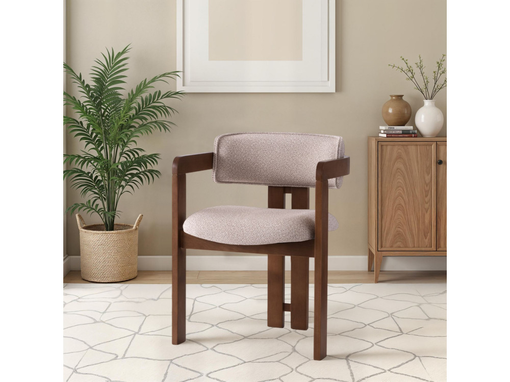 Cozy" wooden chair - 44 x 57 x 76 cm - Walnut cream