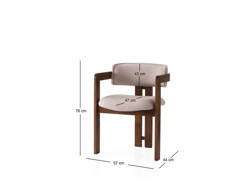 Cozy" wooden chair - 44 x 57 x 76 cm - Walnut cream