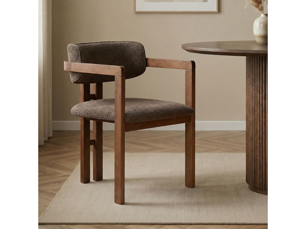 Toscana" wooden chair - 54 x 54 x 76 cm - Brown / Walnut