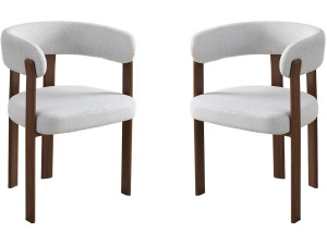Set of 2 "Opale" dining chairs with arms - Light grey
