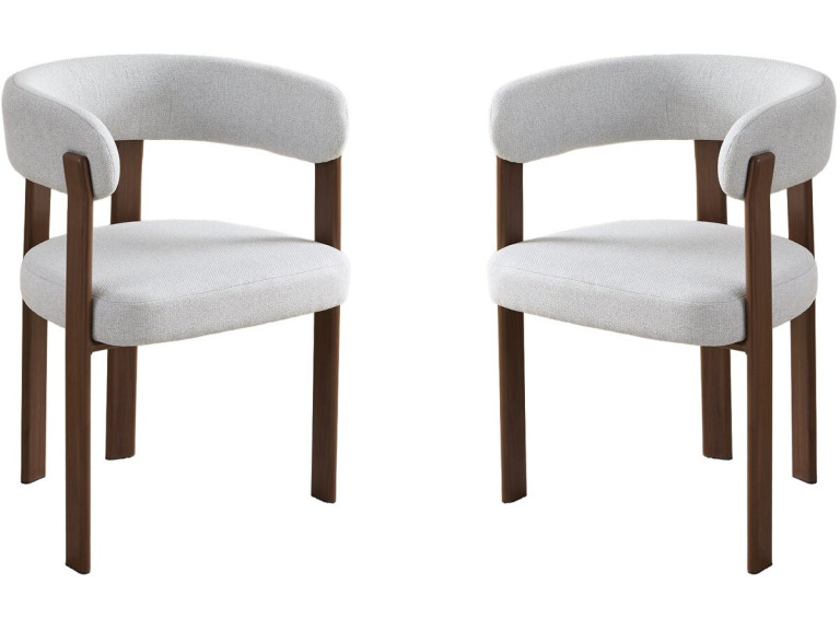 Set of 2 "Opale" dining chairs with arms - Light grey