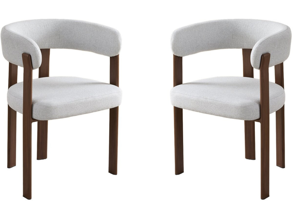 Set of 2 "Opale" dining chairs with arms - Light grey