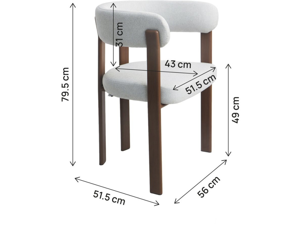 Set of 2 "Opale" dining chairs with arms - Light grey