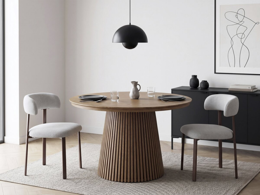 Set of 2 "Aurea" imitation wood dining chairs - Light grey