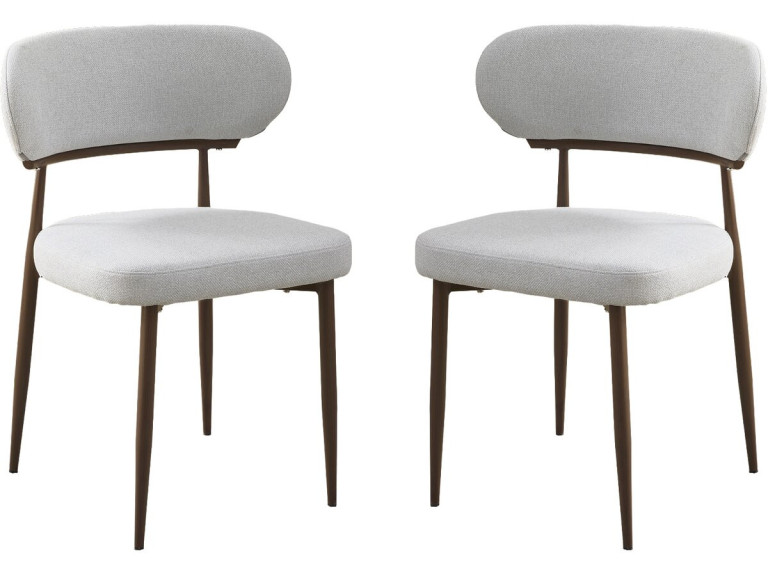 Set of 2 "Elora" imitation wood dining chairs - Light grey