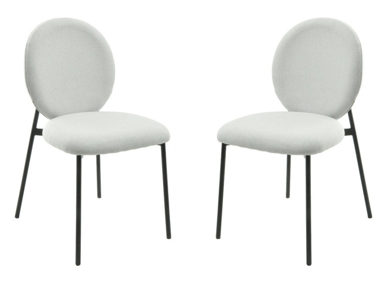 Set of 2 "Perla" metal dining chairs - Light grey