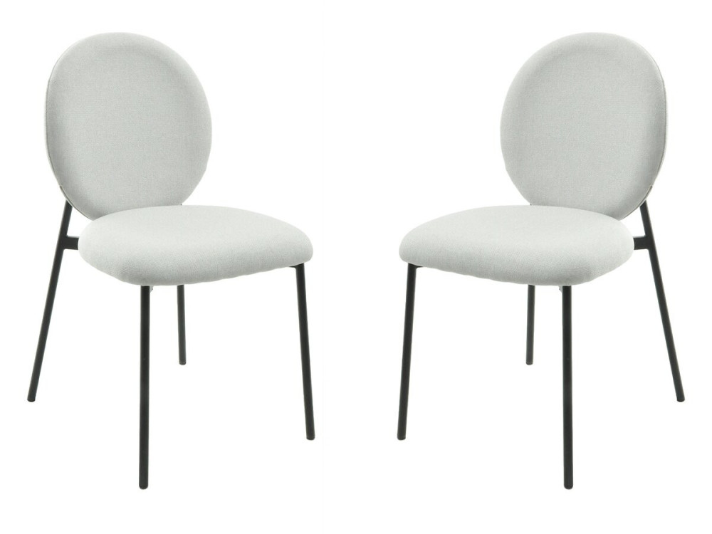 Set of 2 "Perla" metal dining chairs - Light grey