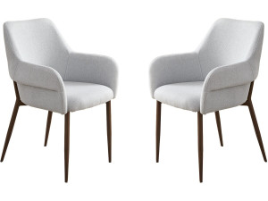 Set of 2 "Jade" dining chairs with armrests - Light grey