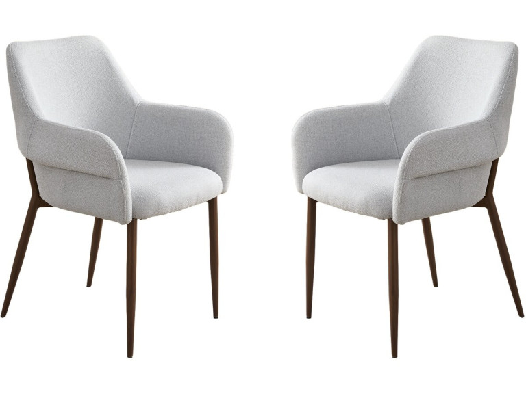 Set of 2 "Jade" dining chairs with armrests - Light grey