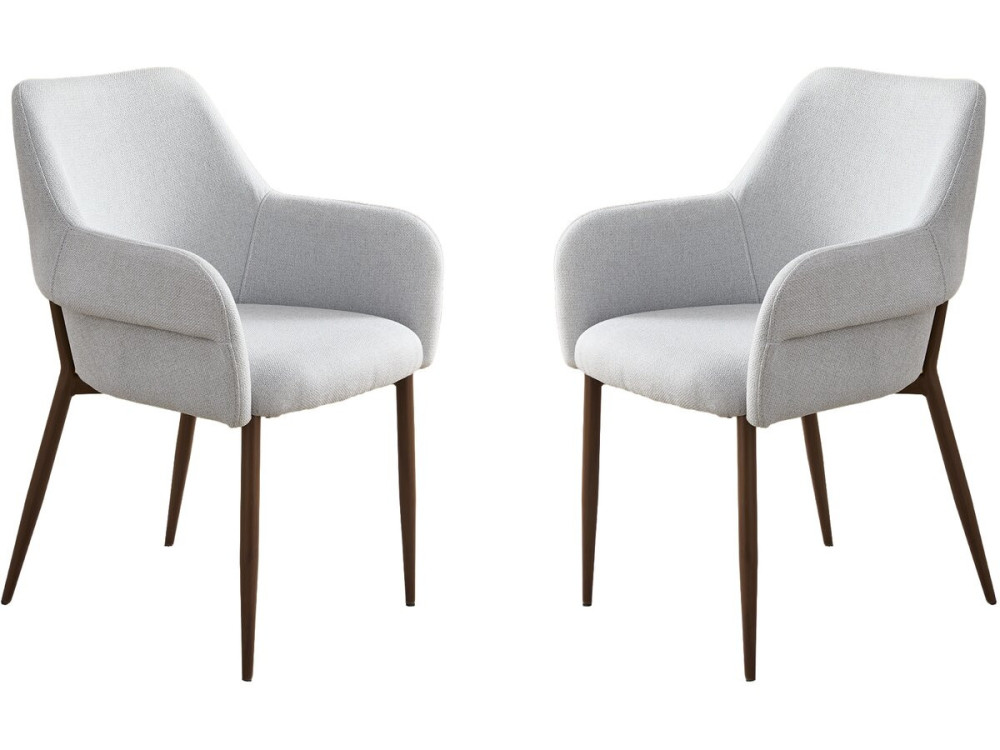 Set of 2 "Jade" dining chairs with armrests - Light grey