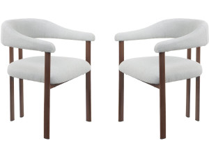 Set of 2 "Serelia" imitation wood dining chairs - Light grey