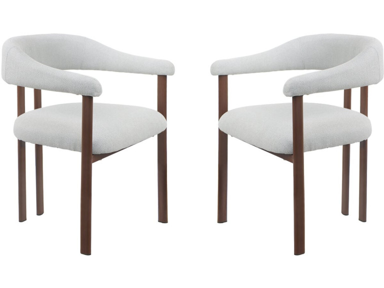 Set of 2 "Serelia" imitation wood dining chairs - Light grey