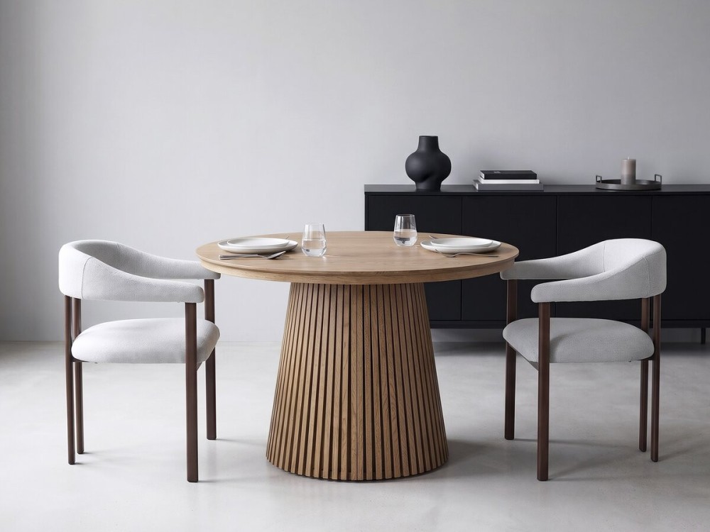 Set of 2 "Serelia" imitation wood dining chairs - Light grey