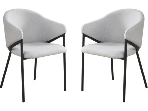 Set of 2 "Auralis" fabric and metal dining chairs - Light grey