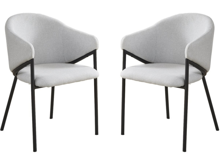 Set of 2 "Auralis" fabric and metal dining chairs - Light grey