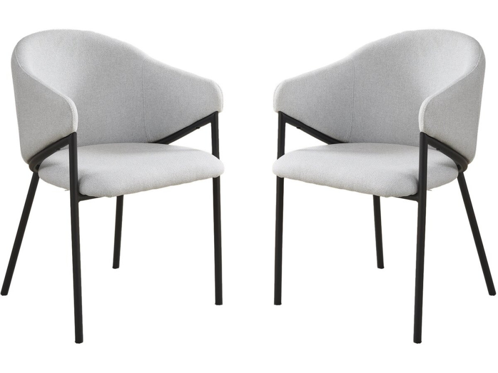 Set of 2 "Auralis" fabric and metal dining chairs - Light grey