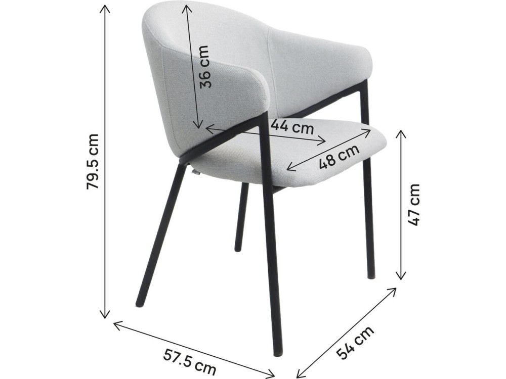 Set of 2 "Auralis" fabric and metal dining chairs - Light grey