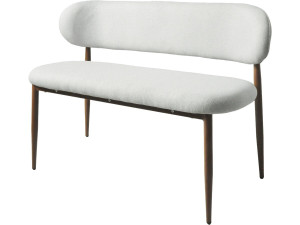 Fabric dining bench - 110 cm - "Sélène" - 3 seater - Light grey and brown