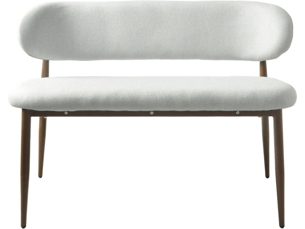 Fabric dining bench - 110 cm - "Sélène" - 3 seater - Light grey and brown