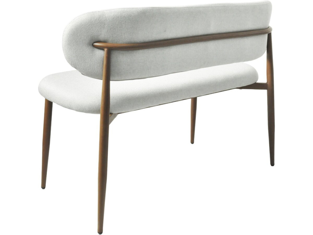 Fabric dining bench - 110 cm - "Sélène" - 3 seater - Light grey and brown