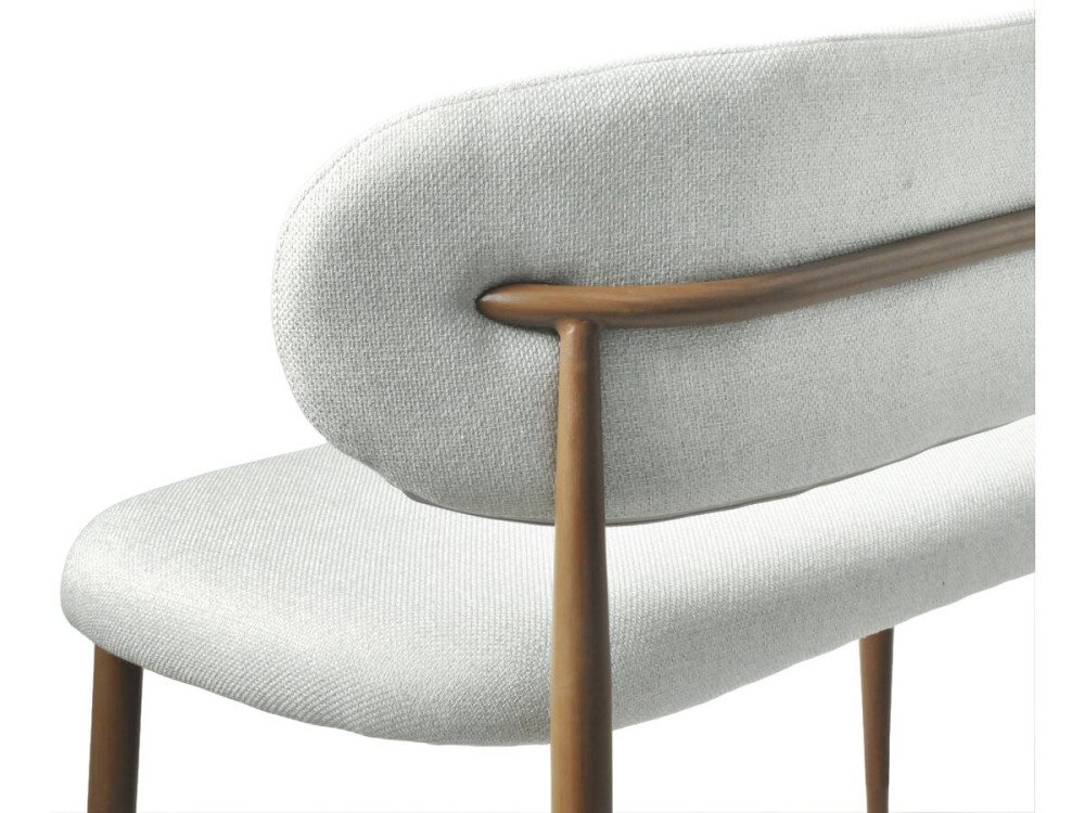 Fabric dining bench - 110 cm - "Sélène" - 3 seater - Light grey and brown