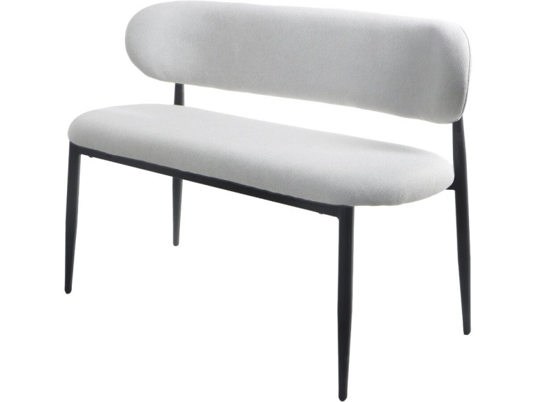 Fabric dining bench - 110 cm - "Sélène" - 3 seater - Light grey and Black