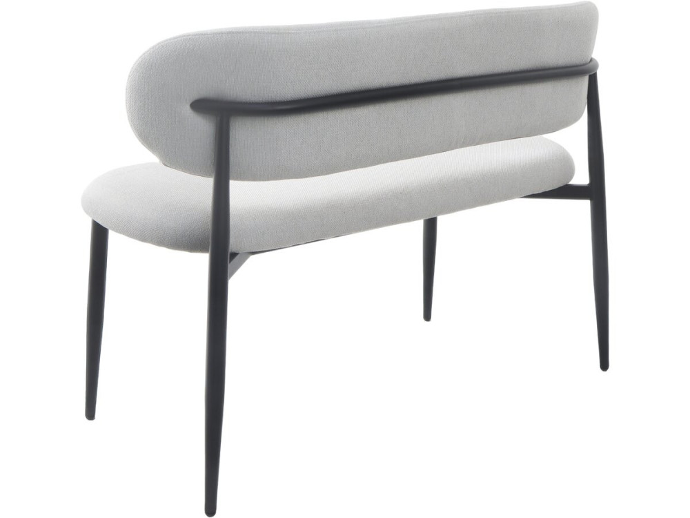 Fabric dining bench - 110 cm - "Sélène" - 3 seater - Light grey and Black
