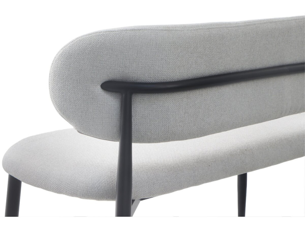 Fabric dining bench - 110 cm - "Sélène" - 3 seater - Light grey and Black